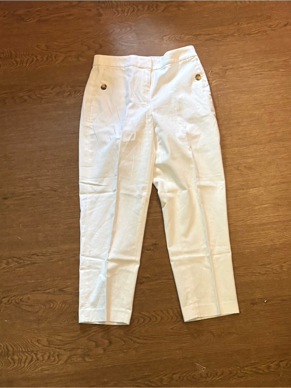 J. Crew White Straight-Leg Tailored Pants